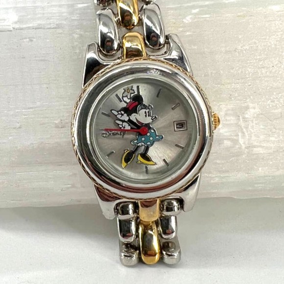 Disney Accessories - Disney Minnie Mouse Two Tone Metal Band Watch in Original Keepsake Box NWOT 